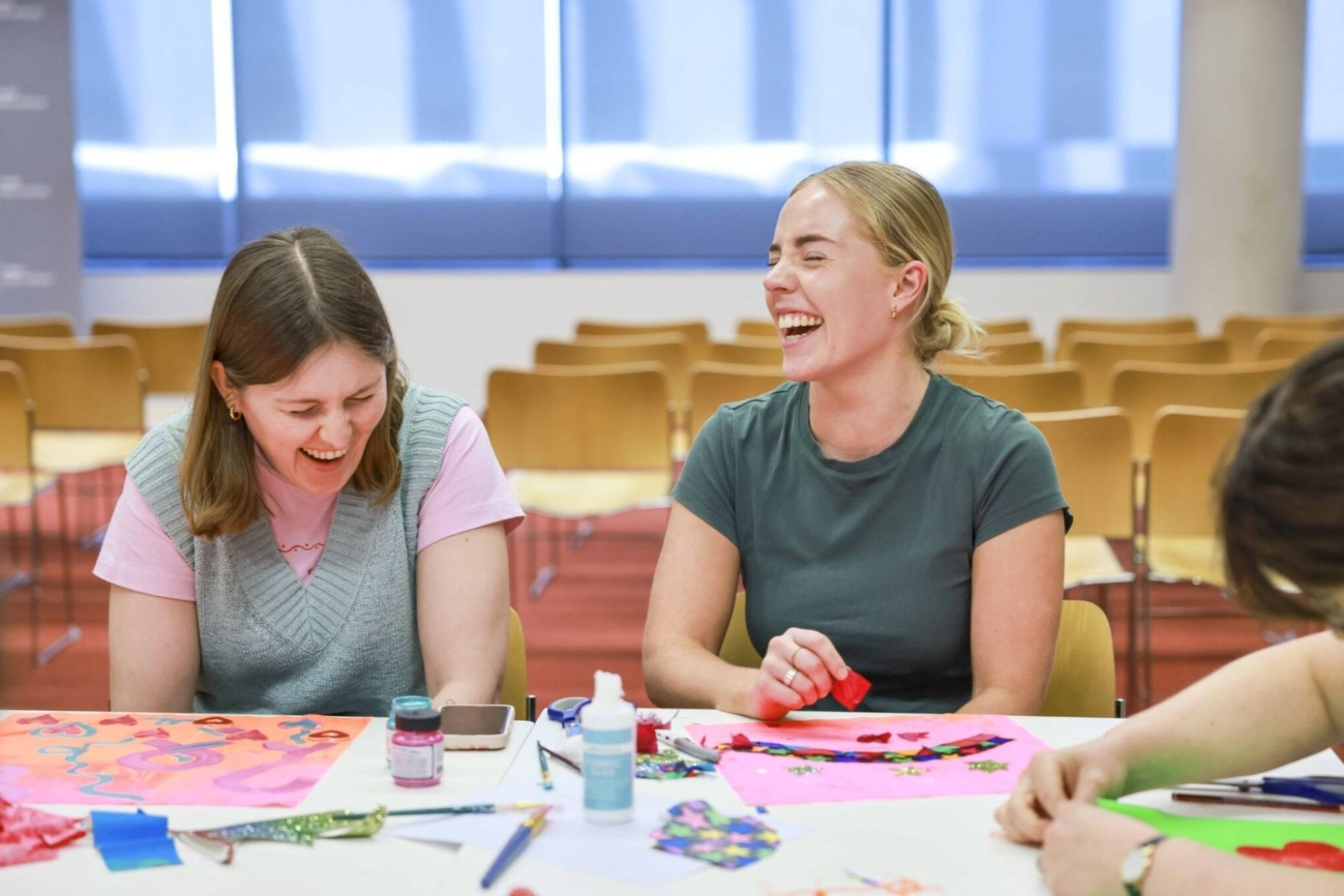 Kirby Institute staff making squares for the UNSW Mardi Gras quilt. Credit: UNSW Sydney