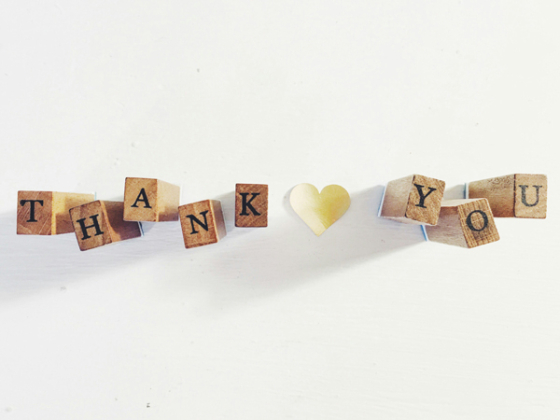 Thank you spelt with wooden blocks. Credit: Unsplash