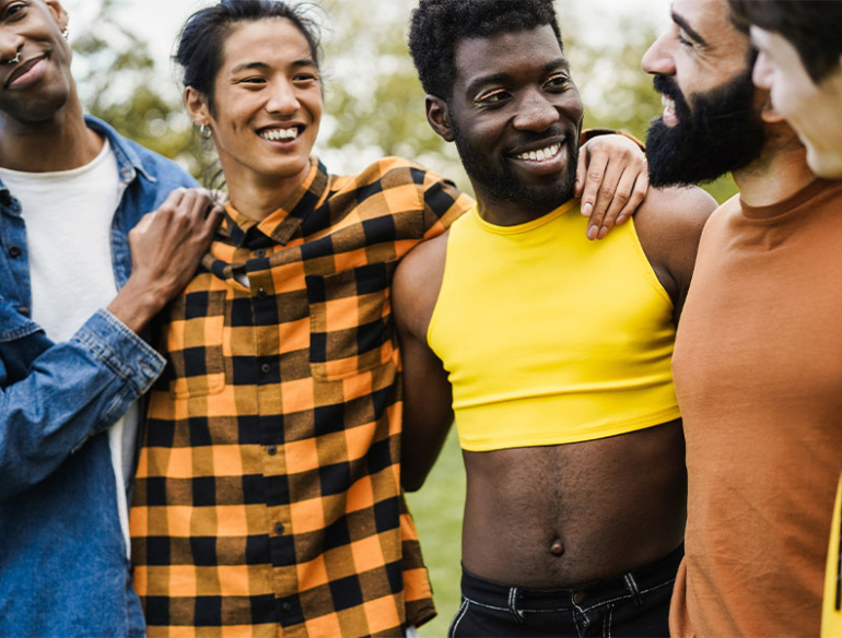 Diverse group of happy LGBT men 