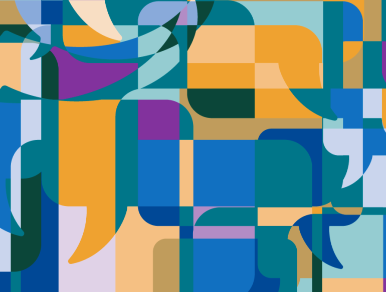 CALD header colourful speech boxes