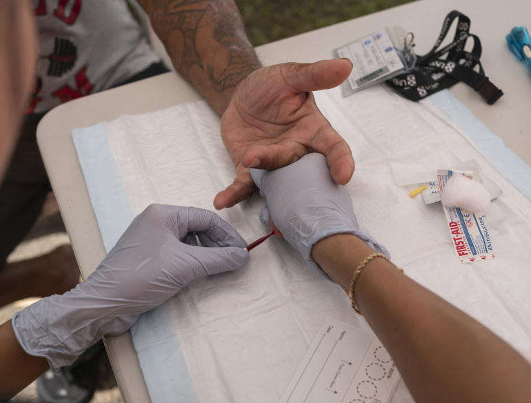 A point-of-care dry blood spot test.