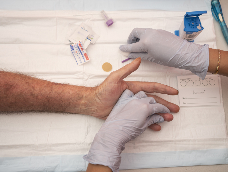 Person being tested for hepatitis C
