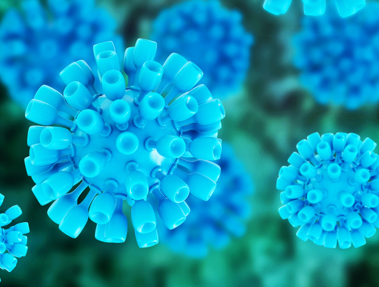 Hepatitis C illustration as blue cells. Credit: Shutterstock