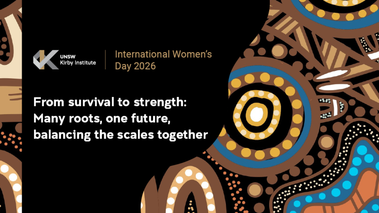 Kirby Institute International Women's Day 2026 - First Nations artwork. Credit: Daniel Evans/Walkabout Warriors