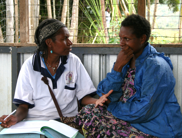 Research nurse explains study procedures, Papua New Guinea