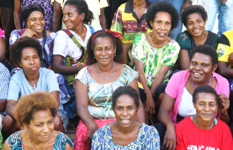 Group of women from Papua New Guinea PNG, village reporters working on informing and recruiting community. Credit: Andrew Vallely