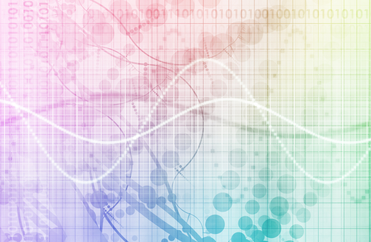 Conceptual medical abstract, rainbow coloured. Binary code and wave lengths. Credit: AdobeStock