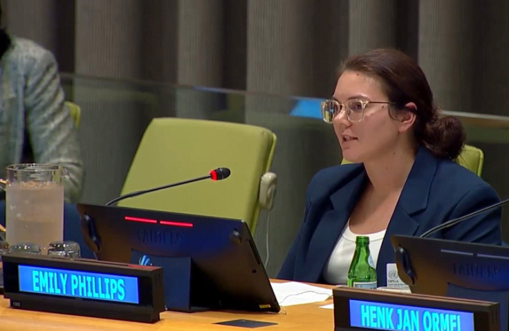 Emily Phillips at the United Nations headquarters, New York