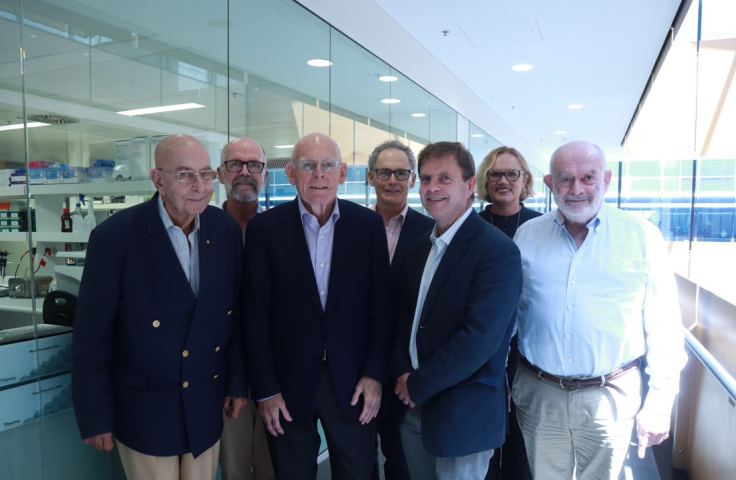 Lord Glendonbrook and members from the Glendonbrook Foundation with Kirby researchers outside the lab.