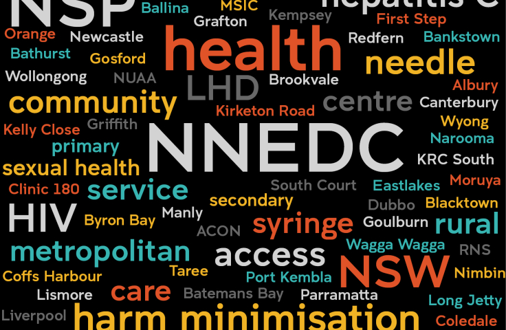 multicoloured health related words on black background Credit: Sue Heard, Kirby Institute UNSW Sydney