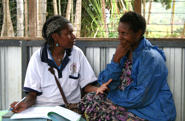 Research nurse explains study procedures, Papua New Guinea
